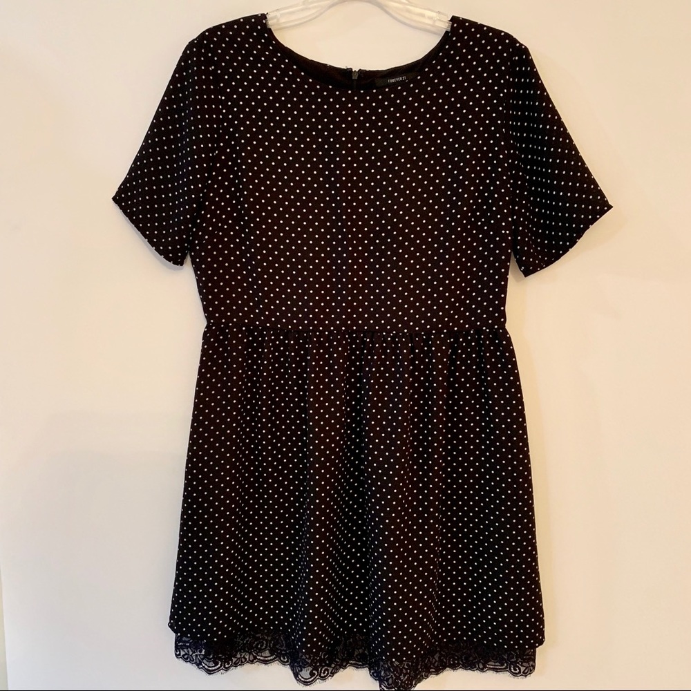 Forever 21 Black/White Polka Dot Dress Large